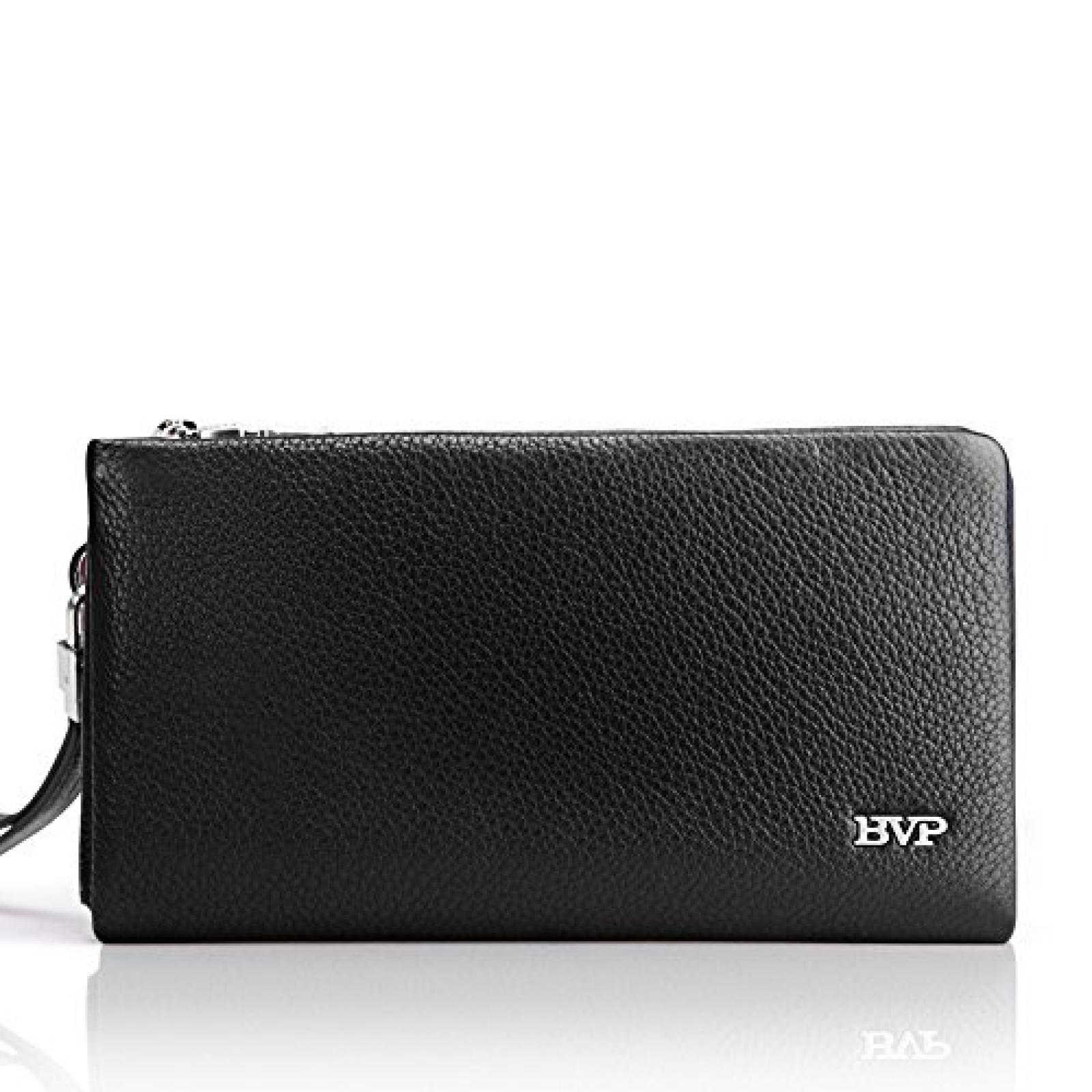 BVP Edle Modeherz Portmonee Portemonnaie Brieftasche Geldb&ouml;rse Kartenfach Geldbeutel Geldtasche Wild Leder F&uuml;r Herren Schwarz 