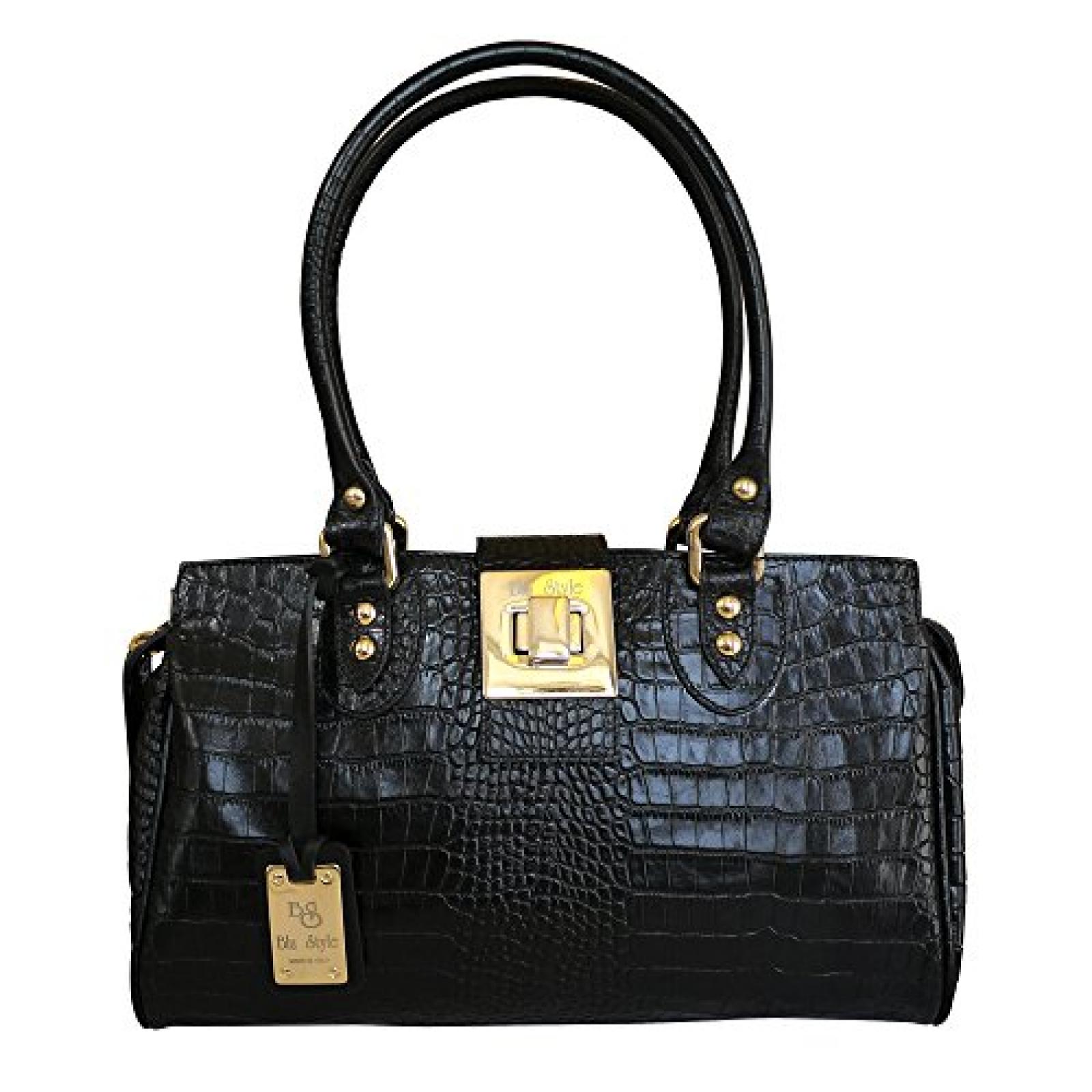 Blu Style italienischen Designer croc bedrucktem Leder Baguette Tasche - schwarz 