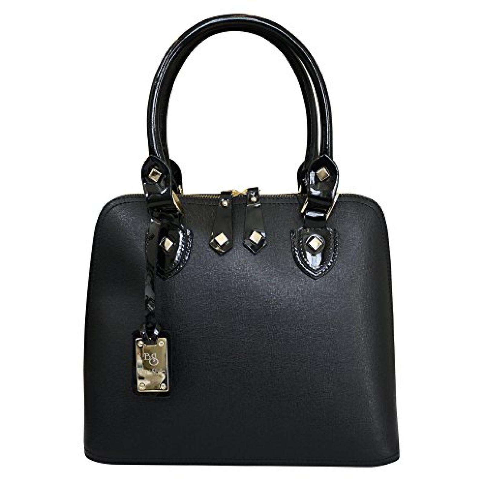 Blu Style Designer italienischen Kalbsleder-Tragetasche Handtasche - schwarz 