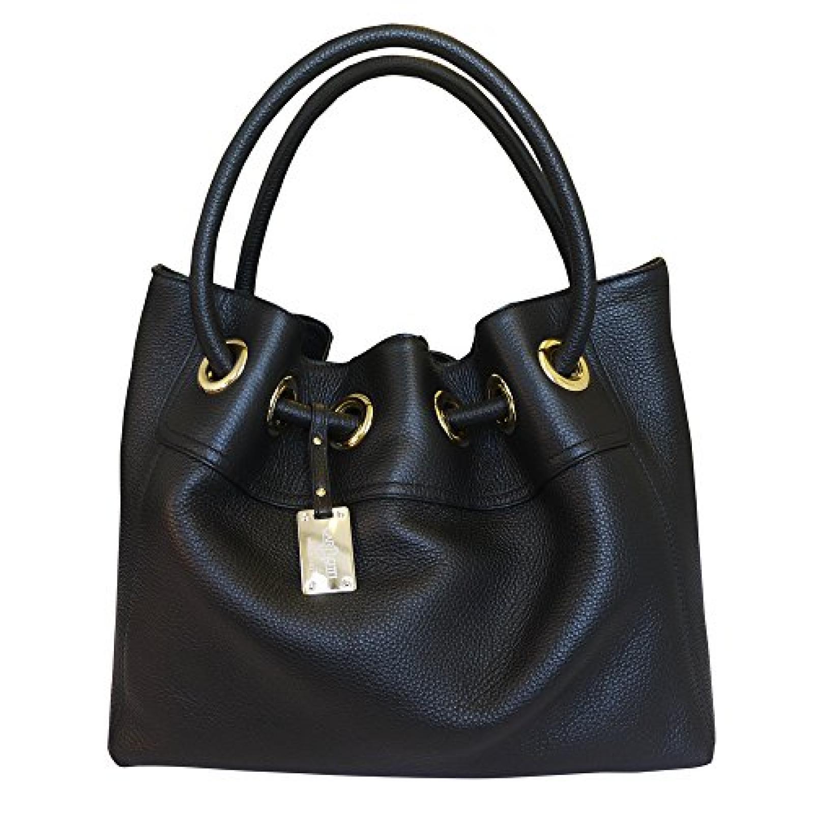 Designer italienischen Leder Hobo Bag Handtasche - schwarz 