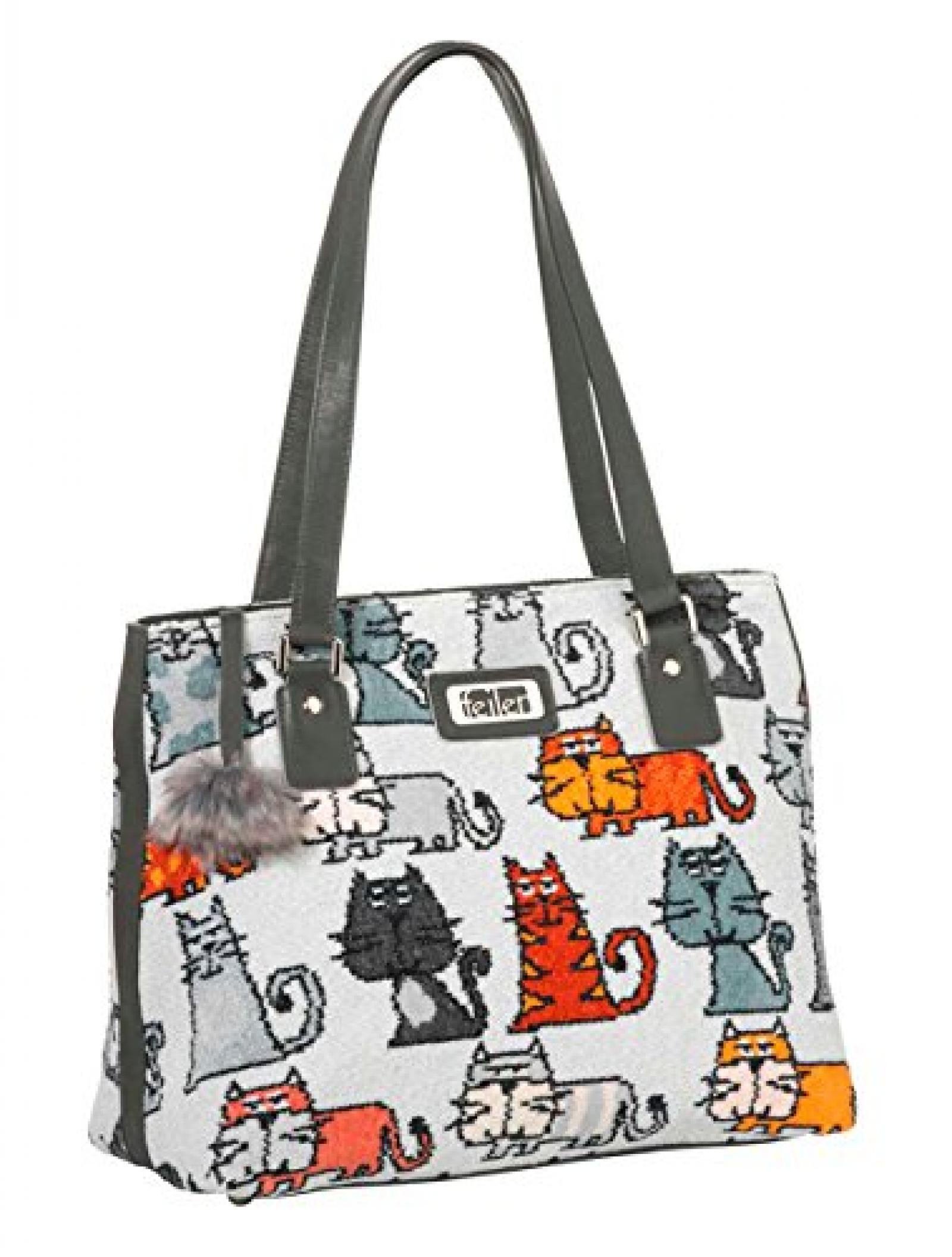 Feiler - Tasche TA 65 (mit Echtleder) - Cats - Gr&ouml;&szlig;e 36 x 29 x 16 cm - bunt 