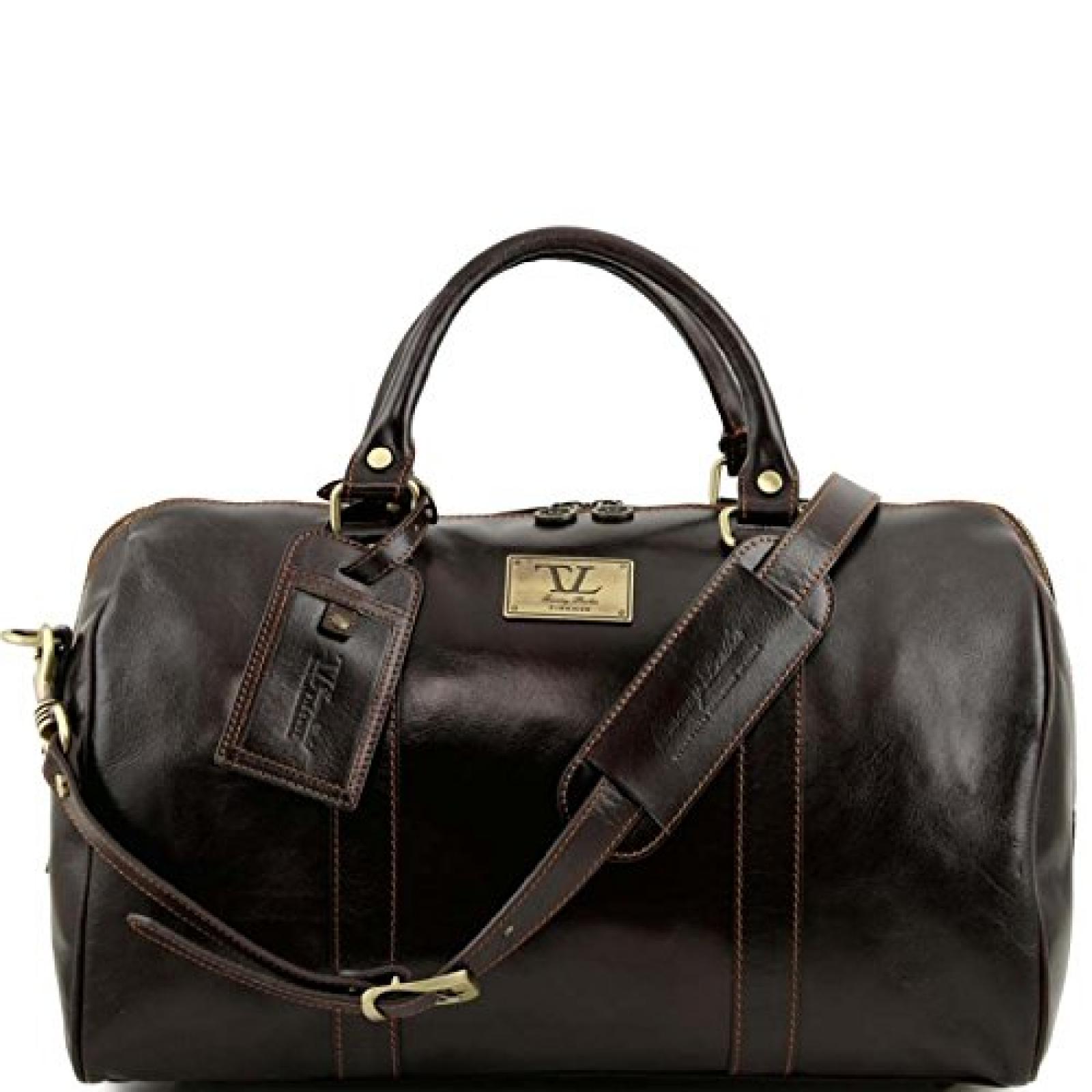 Tuscany Leather - TL Voyager - Reisetasche aus Leder mit Fach auf der R&uuml;ckseite - Klein Dunkelbraun - TL141250/5 