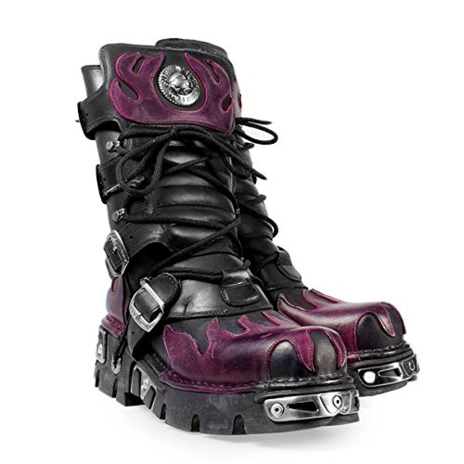 New Rock Stiefel Style 591 (Schwarz/Violett) 
