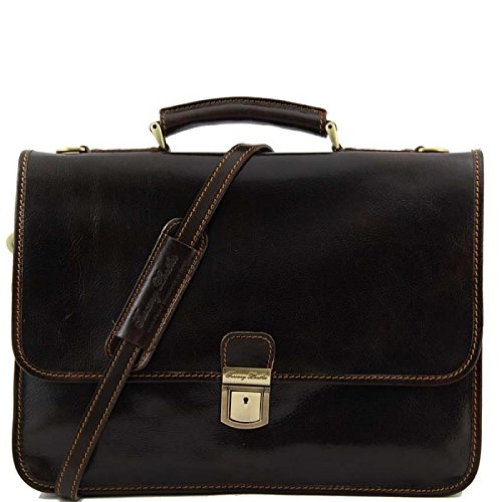 Tuscany Leather - Torino - Aktentasche aus Leder 2 F&auml;cher Dunkelbraun - TL10029/5 