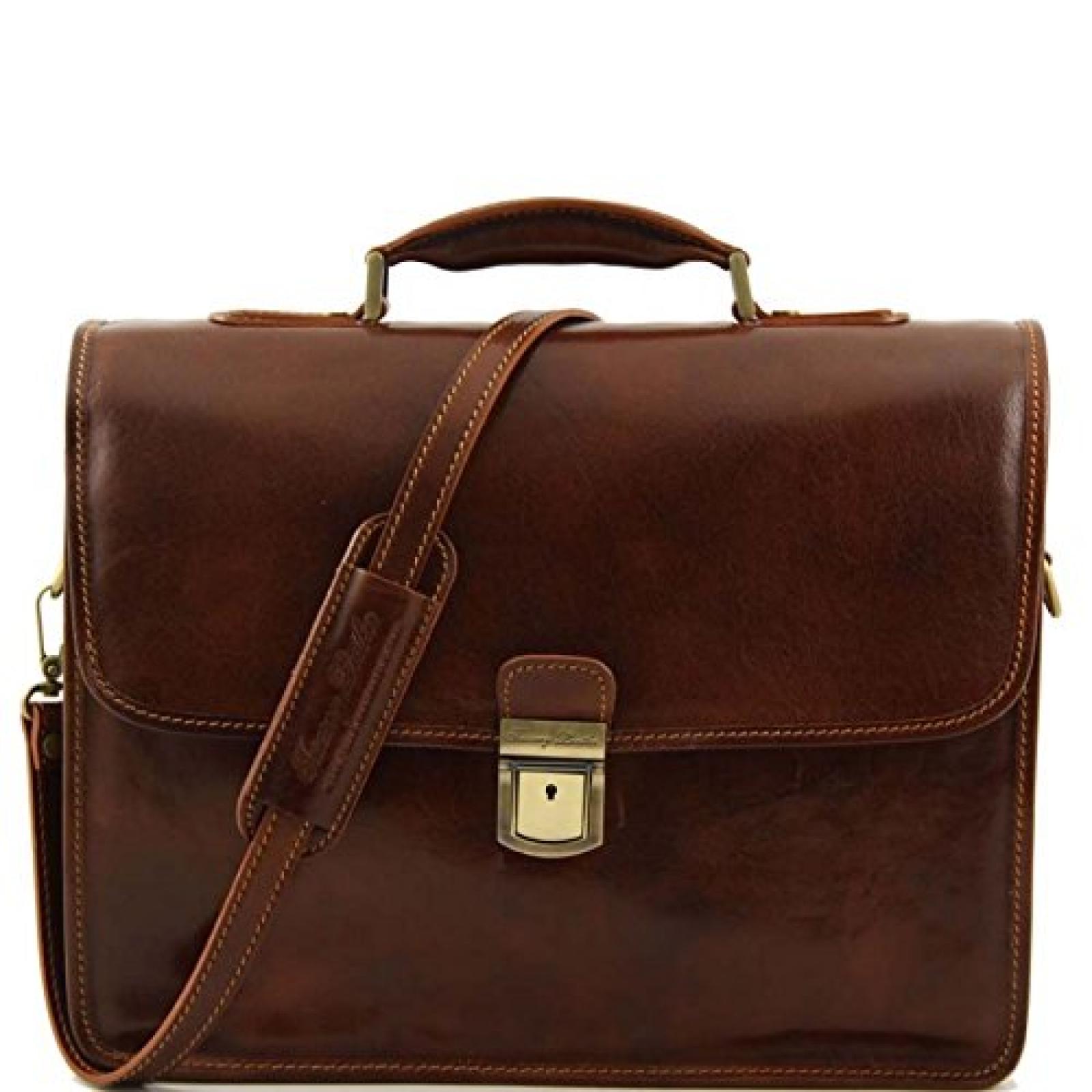 Tuscany Leather - Vernazza - Laptop-Aktentasche aus Leder 3 Fächer Braun - TL141096/1 