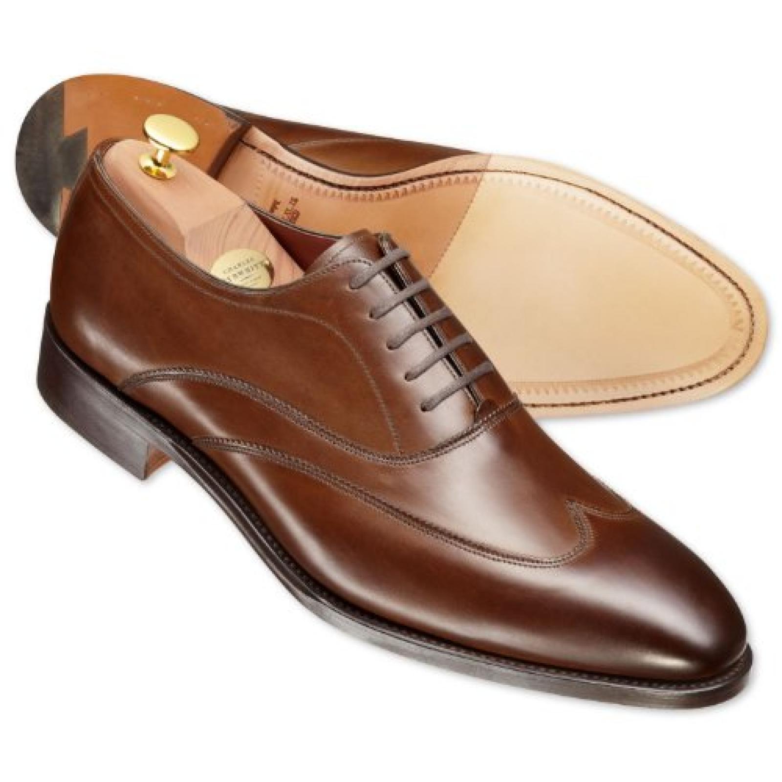Charles Tyrwhitt Bateson Kalbslederschuhe mit Fl&uuml;gelkappen walnussbraun 