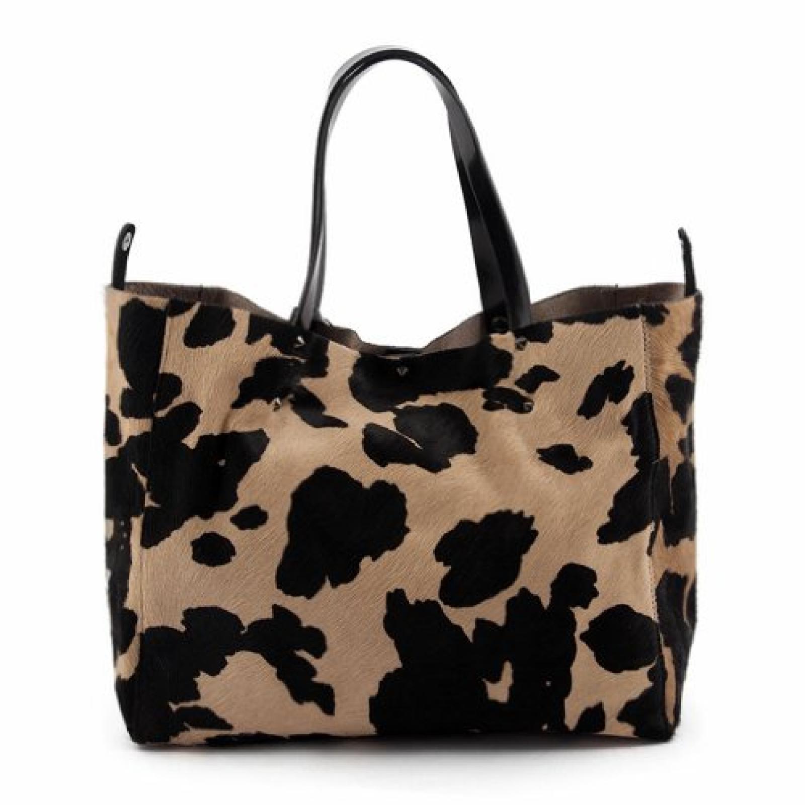 Handtasche damen Ashley, in cavallino beige Farbe, Made in Italy, Abmessungen cm: 37 L x 30 H x 14 p 