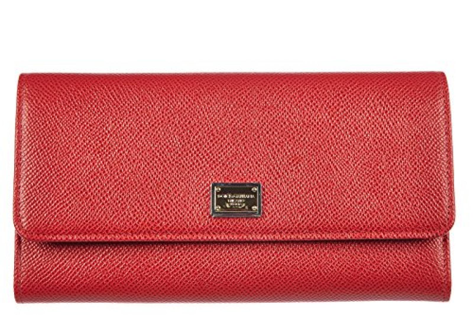 DOLCE&GABBANA Damen Geldbörse Portemonnaie Echtleder Geldbeutel Bifold daupheine Rot 