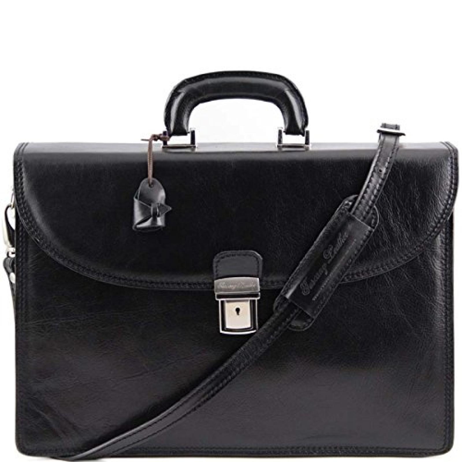 Tuscany Leather - Pompei - Aktentasche aus Leder 3 F&auml;cher Schwarz - TL141204/2 