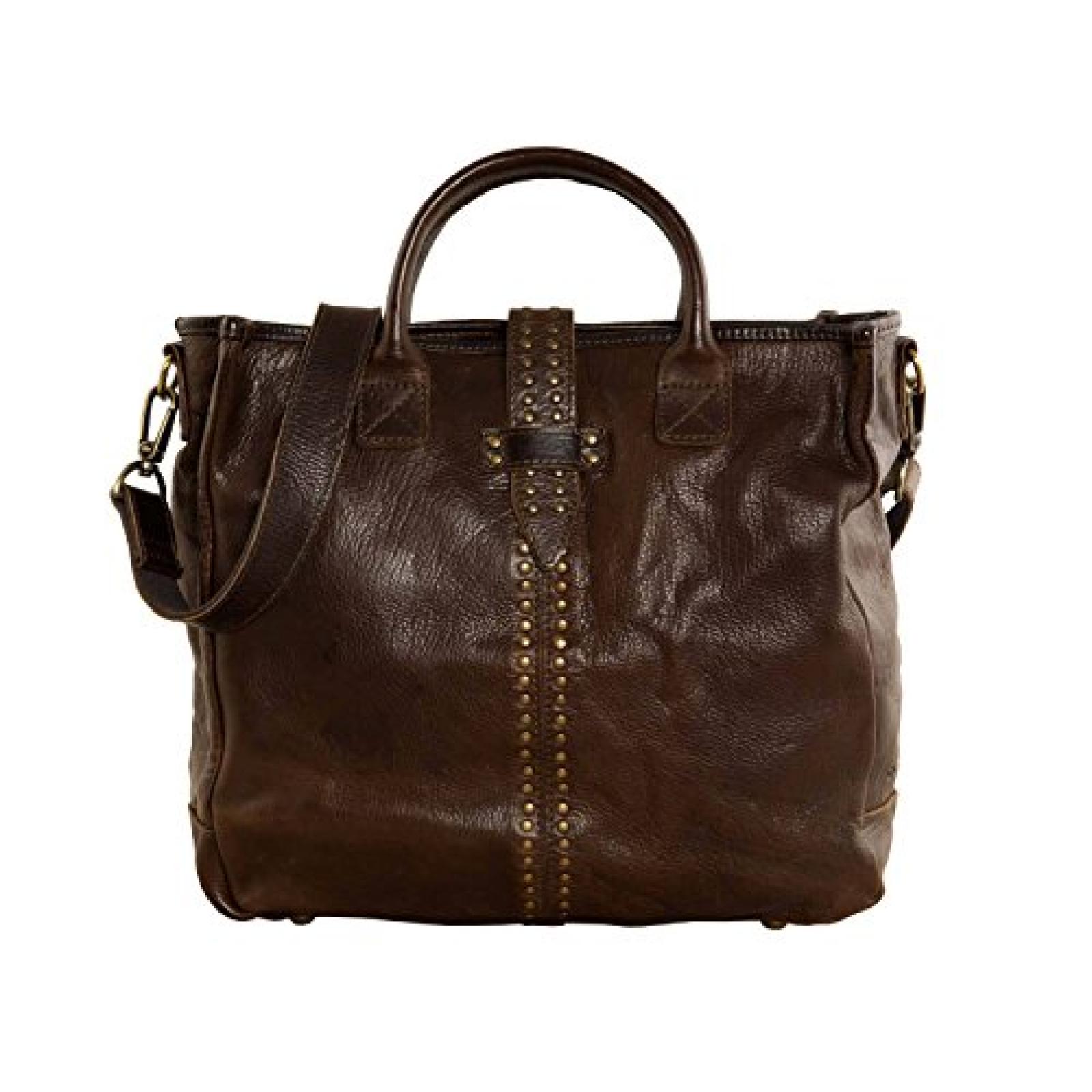 Cowboysbag Bag Exeter Vintage Leder Damentasche Ledertasche m. Nieten A4 tauglich freie Farbwahl , 34x30x12 cm (B x H x T) 