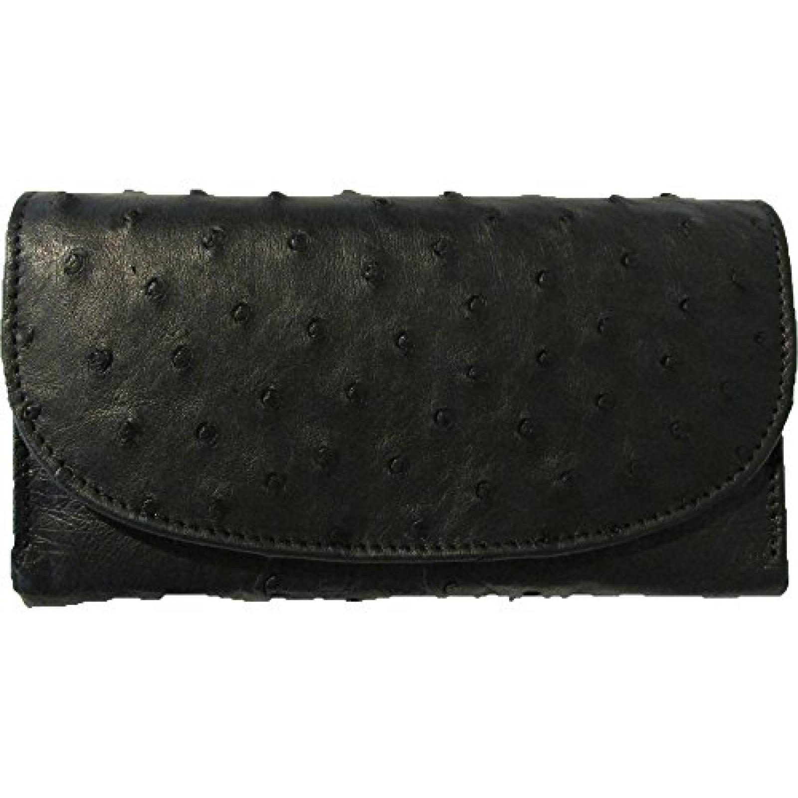 Damen Geldb&ouml;rse aus echtem Straussenleder - 20x18x2,50cm - black 