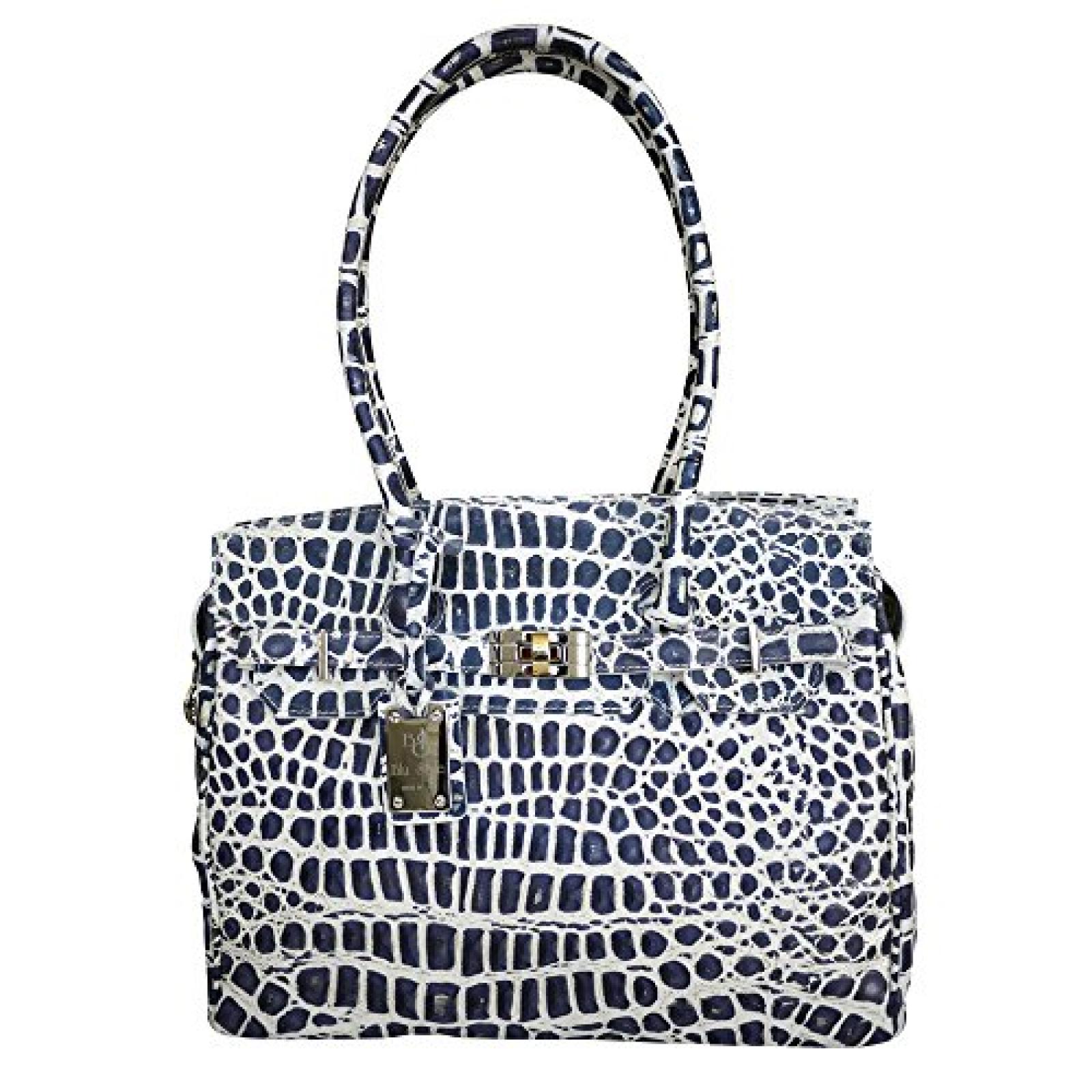 Blu Style Designer inspiriert Birkin Leder gedruckt Krokodil Handtasche 