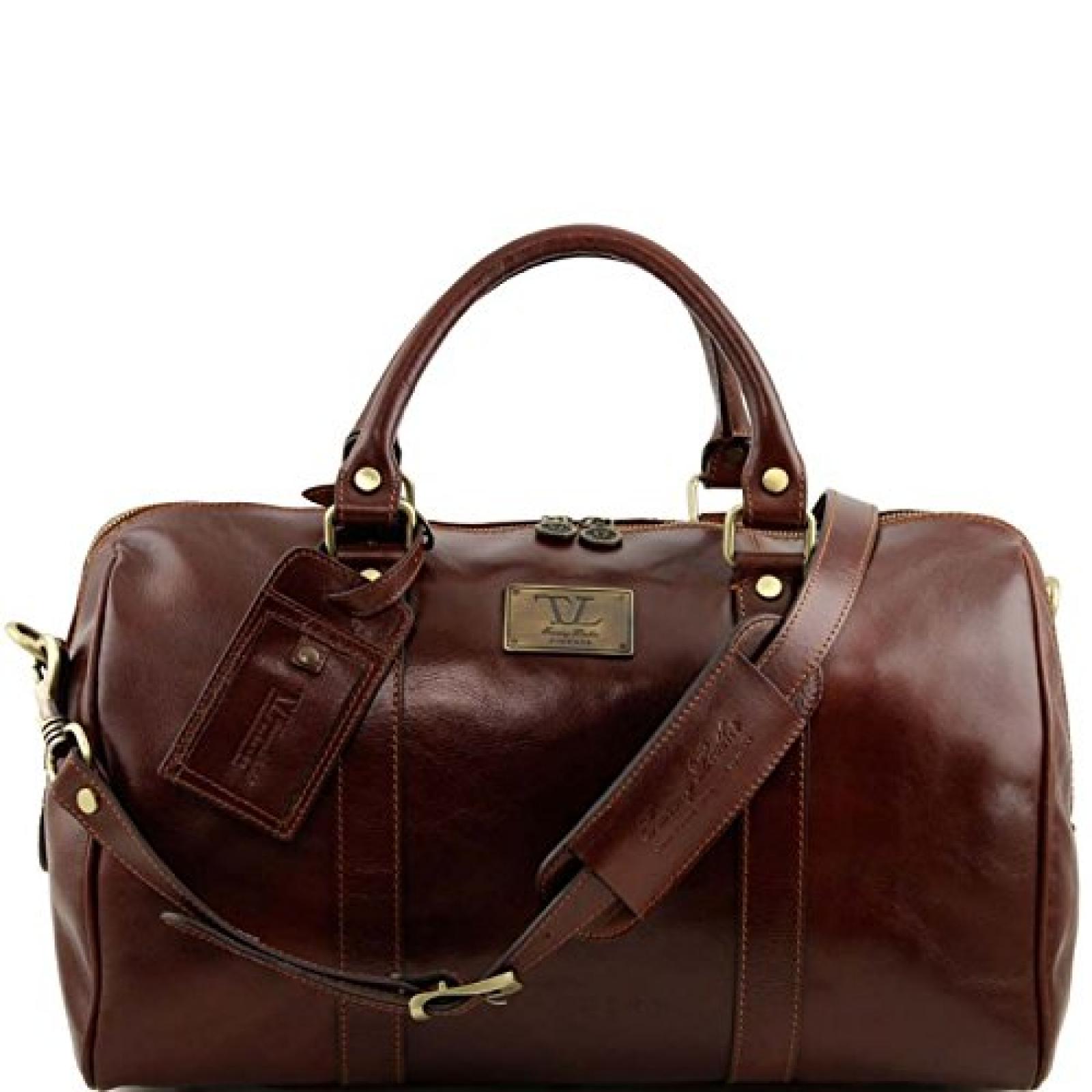 Tuscany Leather - TL Voyager - Reisetasche aus Leder mit Fach auf der Rückseite - Klein Braun - TL141250/1 