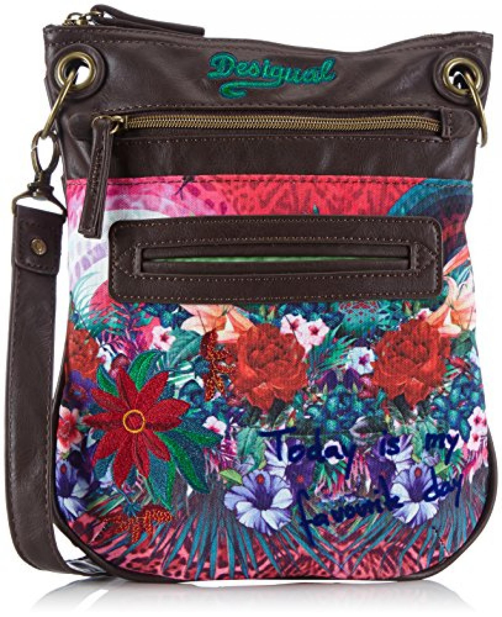 Desigual BANDOLERA LEOPARS 51X50Y23063U Damen Umh&auml;ngetaschen 25x30x3 cm (B x H x T), Mehrfarbig (Rosa Primula 3063) 